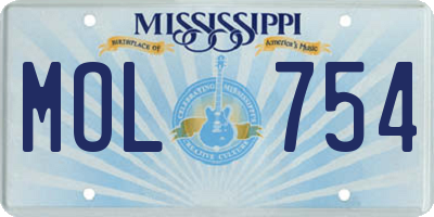 MS license plate MOL754