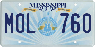 MS license plate MOL760