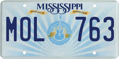 MS license plate MOL763