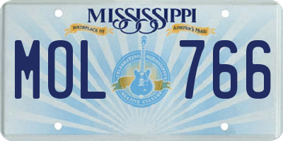 MS license plate MOL766