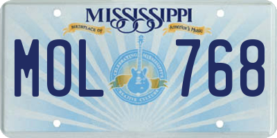 MS license plate MOL768