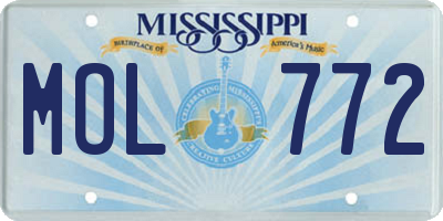 MS license plate MOL772