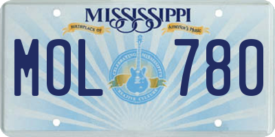 MS license plate MOL780