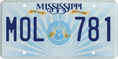 MS license plate MOL781