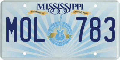 MS license plate MOL783
