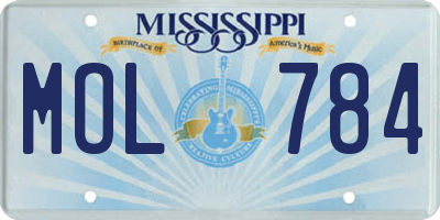 MS license plate MOL784