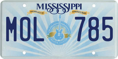 MS license plate MOL785