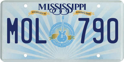 MS license plate MOL790