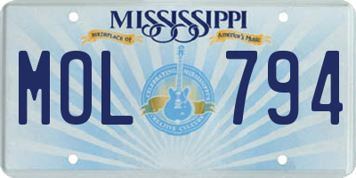 MS license plate MOL794