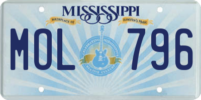 MS license plate MOL796