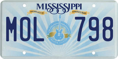 MS license plate MOL798