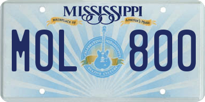 MS license plate MOL800