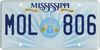 MS license plate MOL806