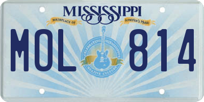 MS license plate MOL814