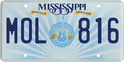 MS license plate MOL816