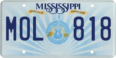 MS license plate MOL818