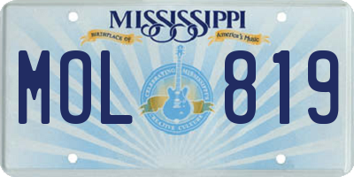 MS license plate MOL819