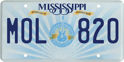 MS license plate MOL820