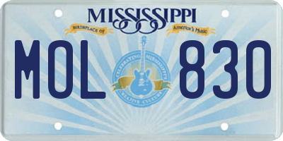 MS license plate MOL830