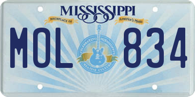 MS license plate MOL834