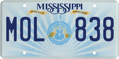 MS license plate MOL838