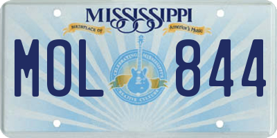 MS license plate MOL844