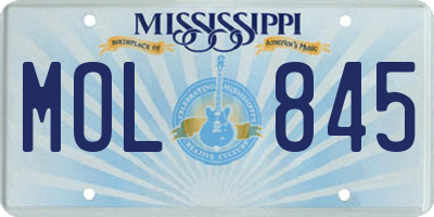 MS license plate MOL845