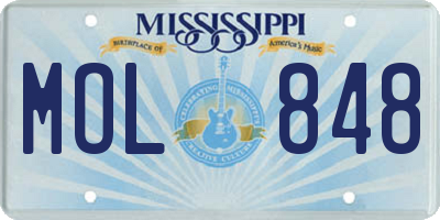 MS license plate MOL848