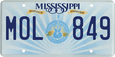 MS license plate MOL849