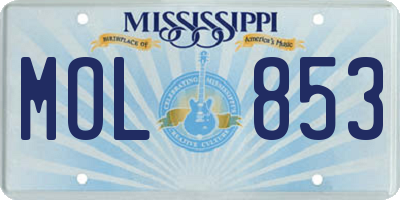 MS license plate MOL853