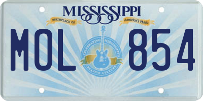 MS license plate MOL854