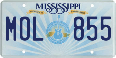 MS license plate MOL855