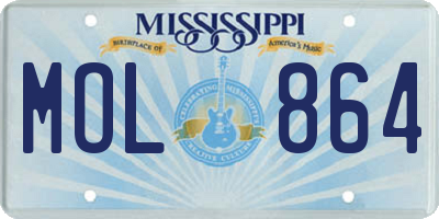 MS license plate MOL864