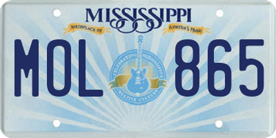 MS license plate MOL865