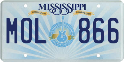 MS license plate MOL866