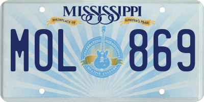 MS license plate MOL869