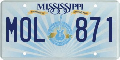 MS license plate MOL871