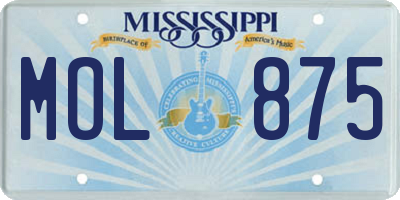 MS license plate MOL875