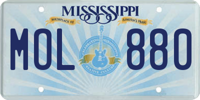 MS license plate MOL880