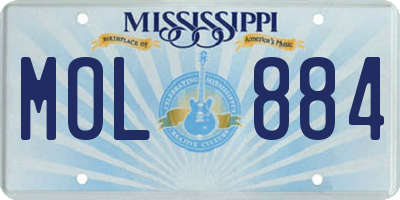 MS license plate MOL884