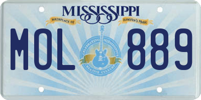 MS license plate MOL889