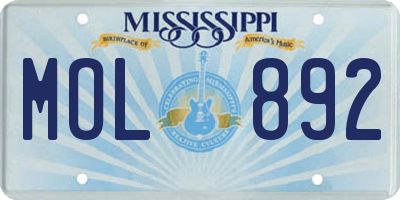 MS license plate MOL892