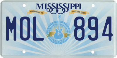 MS license plate MOL894