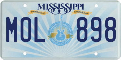 MS license plate MOL898