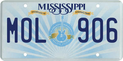 MS license plate MOL906