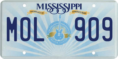 MS license plate MOL909