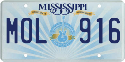 MS license plate MOL916