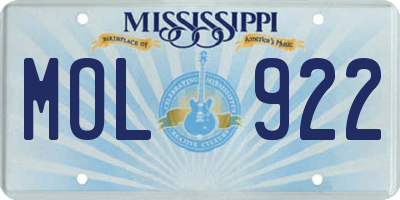 MS license plate MOL922