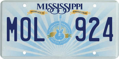 MS license plate MOL924