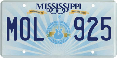 MS license plate MOL925